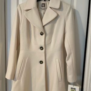 Anne Klein Winter White Wool Blend Coat